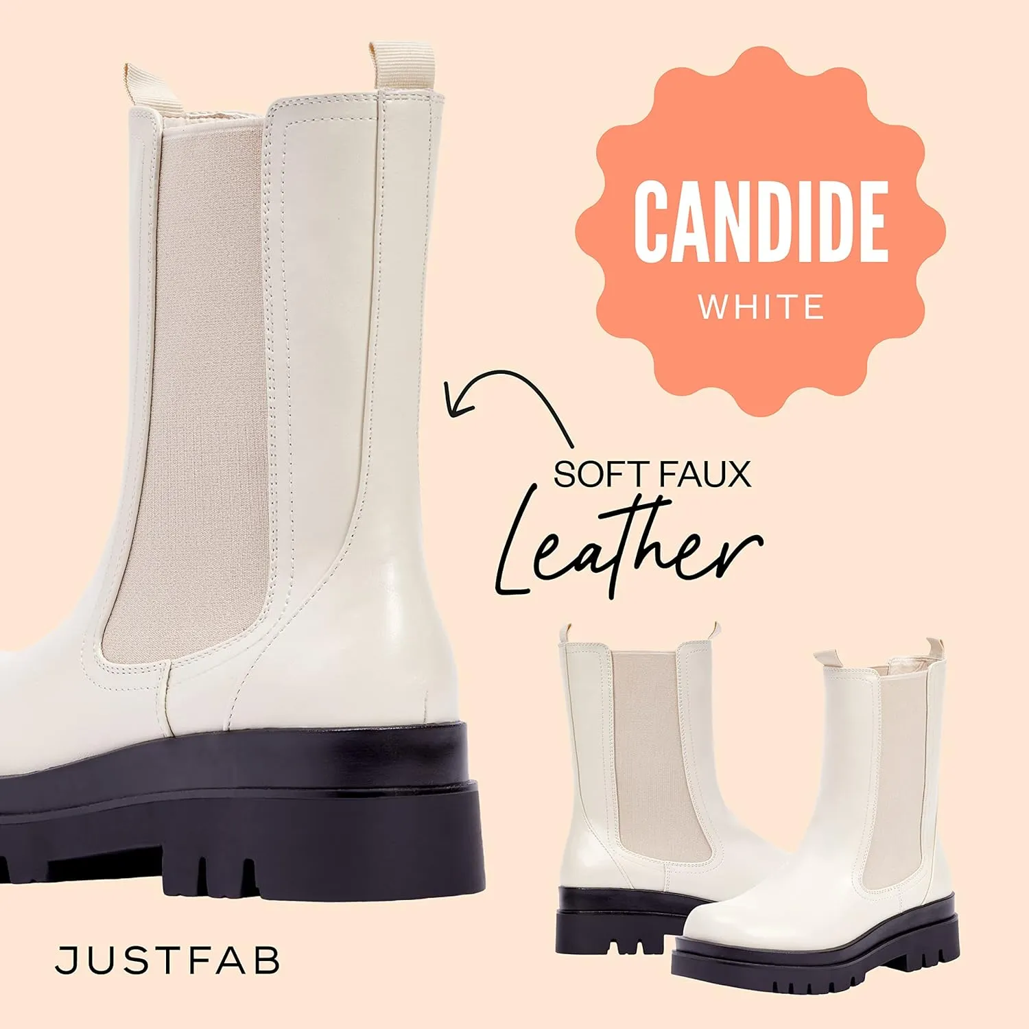 JustFab Women's Chelsea Fashion Ankle Boots Chunky Block Low Heel Booties Lug Sole Short Boots Saydey