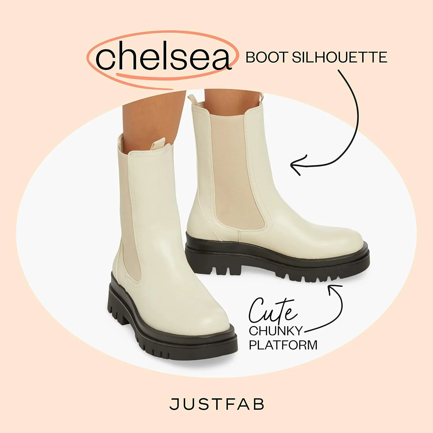 JustFab Women's Chelsea Fashion Ankle Boots Chunky Block Low Heel Booties Lug Sole Short Boots Saydey