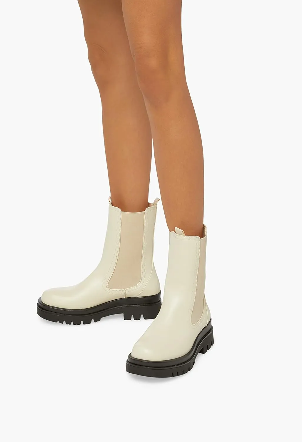 JustFab Women's Chelsea Fashion Ankle Boots Chunky Block Low Heel Booties Lug Sole Short Boots Saydey