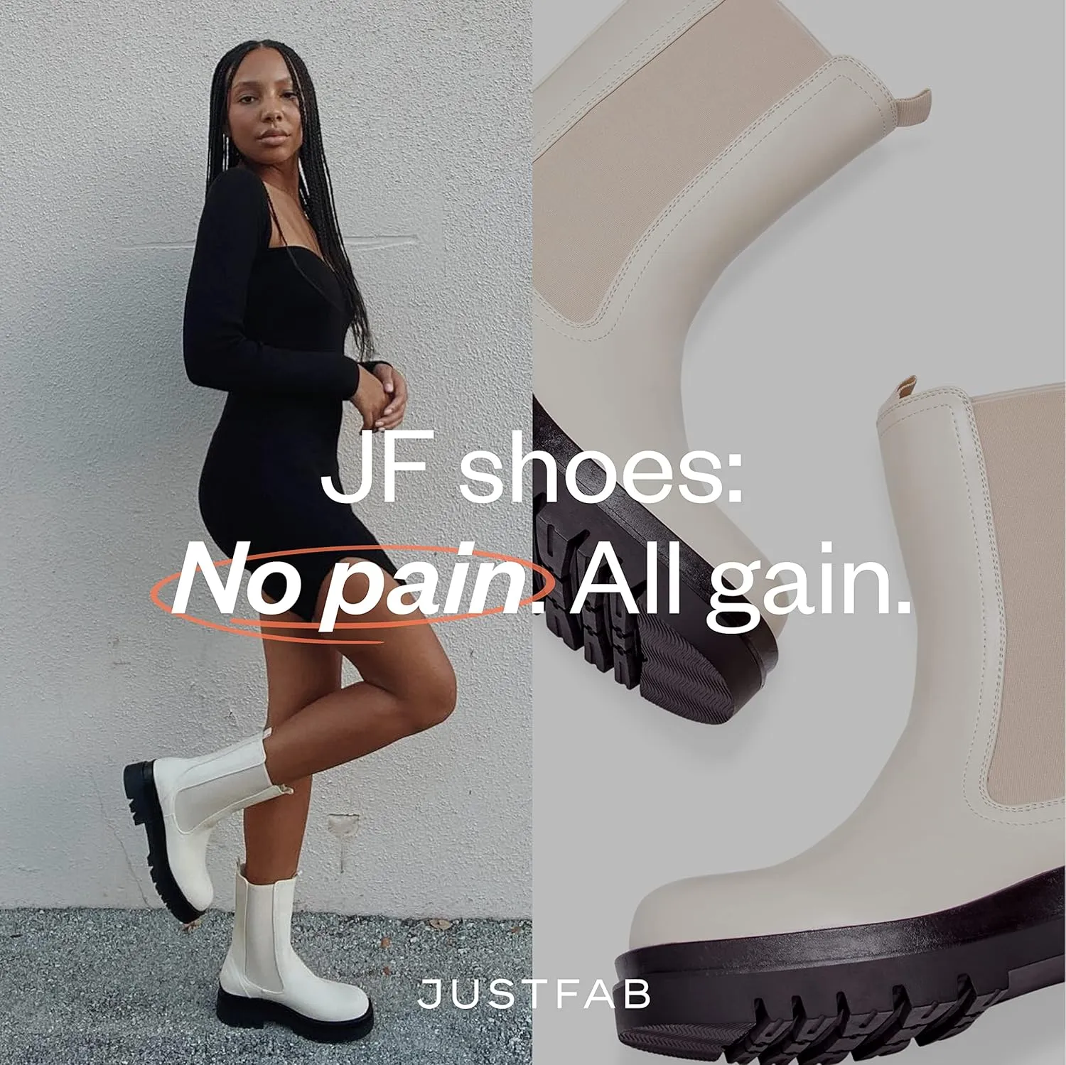 JustFab Women's Chelsea Fashion Ankle Boots Chunky Block Low Heel Booties Lug Sole Short Boots Saydey