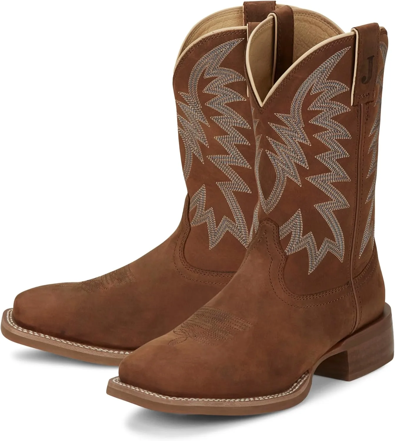 Justin Big Bucks 11” Western Boots for Men - Frontier Collection - Square Toe Leather Men’s Cowboy Boots with Comfort Footbed, Non Slip Rubber Outsole