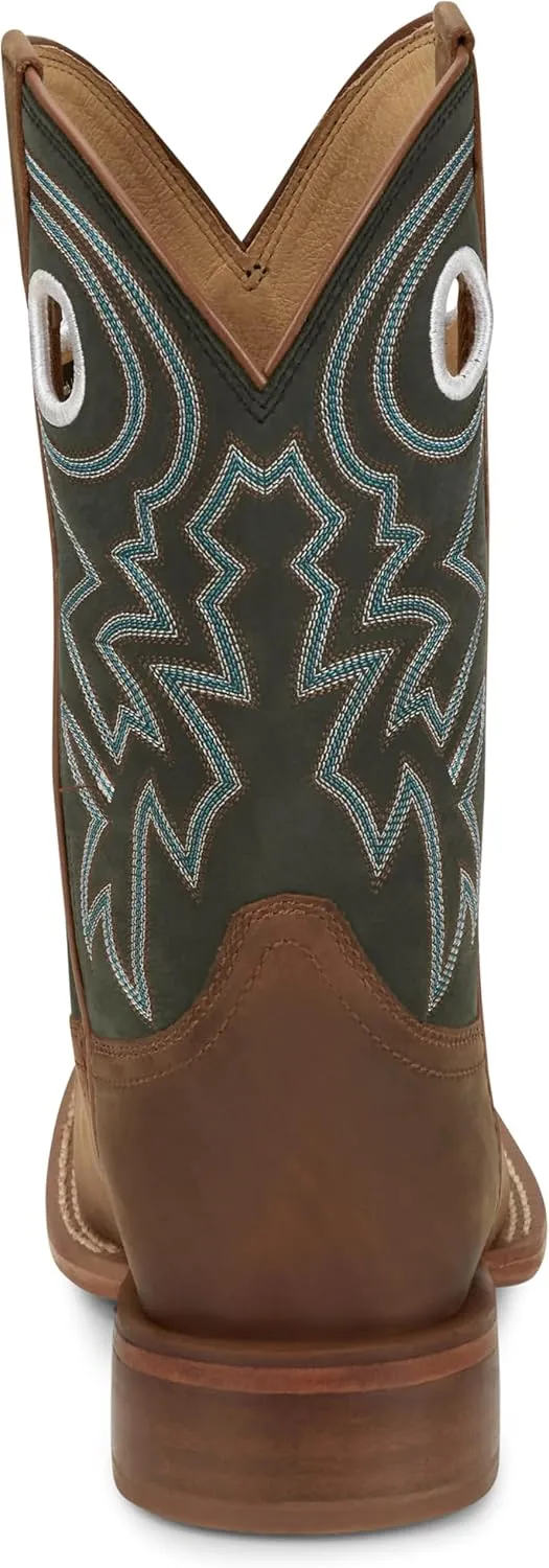 Justin Big News 11” Western Boots for Men - Frontier Collection - Square Toe Leather Men’s Cowboy Boots with Comfort Footbed & Heeled Leather Outsole