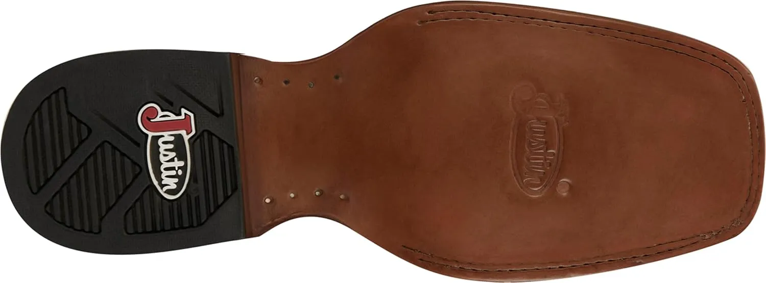 Justin Big News 11” Western Boots for Men - Frontier Collection - Square Toe Leather Men’s Cowboy Boots with Comfort Footbed & Heeled Leather Outsole