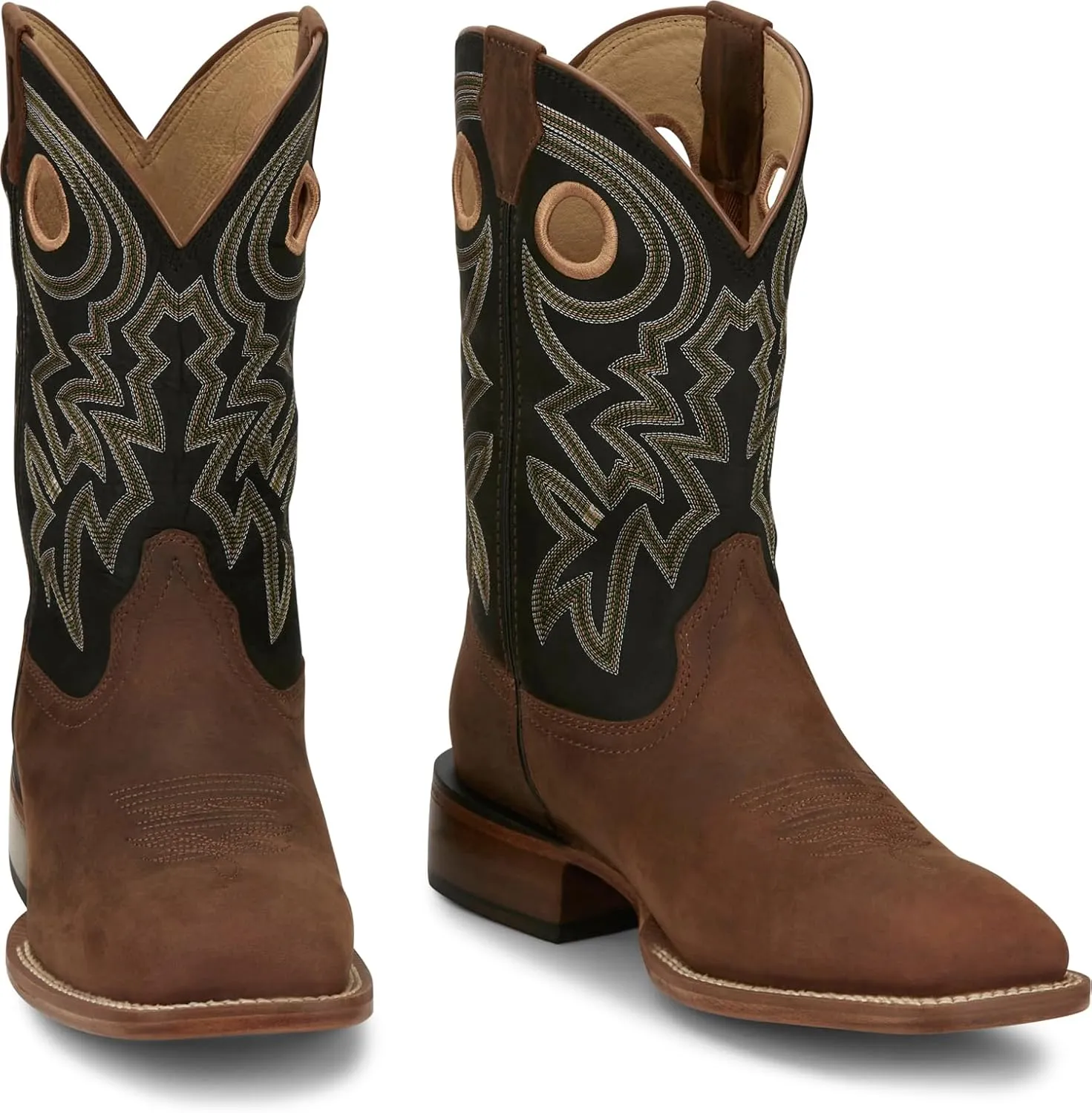 Justin Big News 11” Western Boots for Men - Frontier Collection - Square Toe Leather Men’s Cowboy Boots with Comfort Footbed & Heeled Leather Outsole