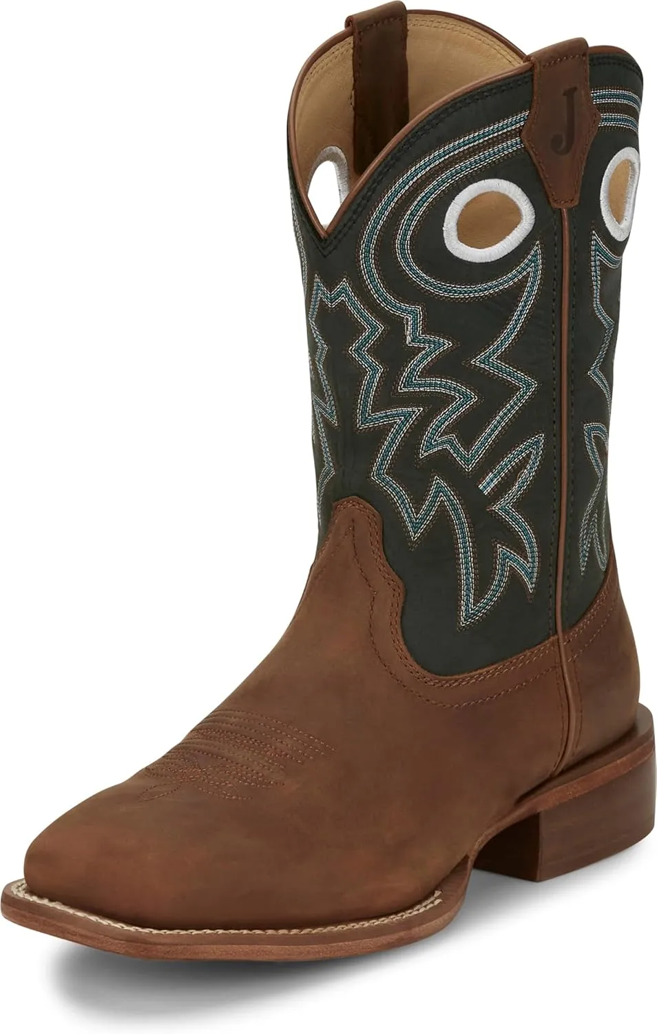 Justin Big News 11” Western Boots for Men - Frontier Collection - Square Toe Leather Men’s Cowboy Boots with Comfort Footbed & Heeled Leather Outsole