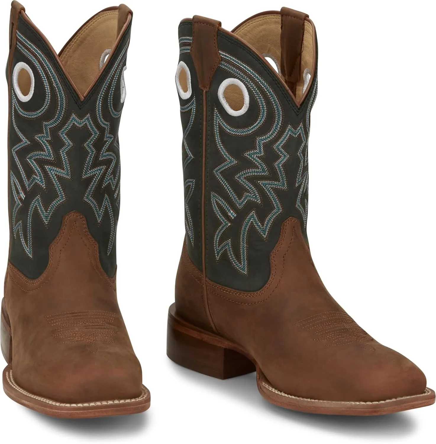 Justin Big News 11” Western Boots for Men - Frontier Collection - Square Toe Leather Men’s Cowboy Boots with Comfort Footbed & Heeled Leather Outsole