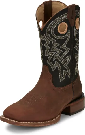 Justin Big News 11” Western Boots for Men - Frontier Collection - Square Toe Leather Men’s Cowboy Boots with Comfort Footbed & Heeled Leather Outsole