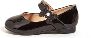 K KIP WOK Toddler Girl Mary Jane Dress Glitter Flats Shoes Flower for Ballet Wedding