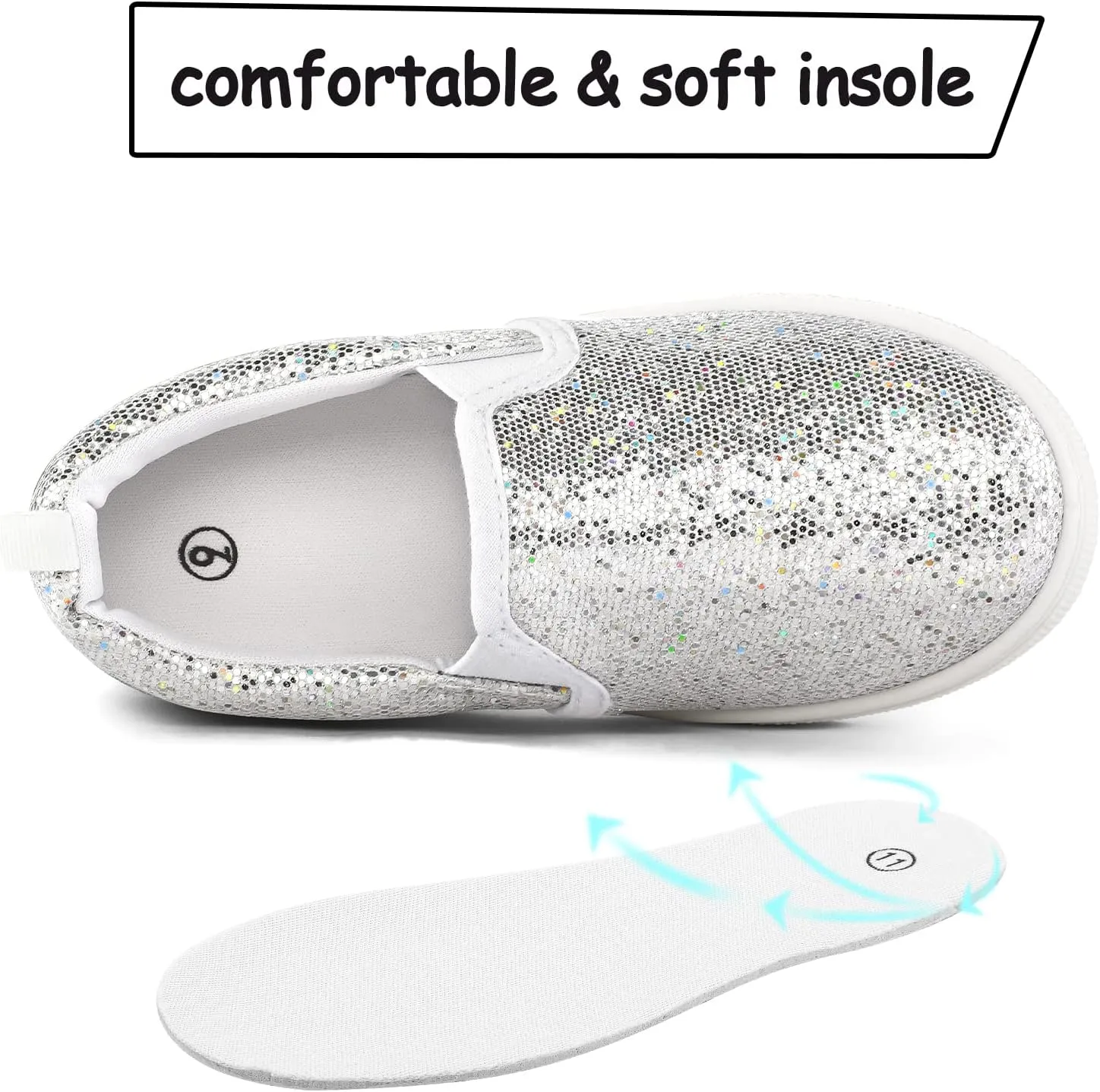 K KomForme Toddler Sneakers for Girls Boys Slip On Canvas Walking Shoes