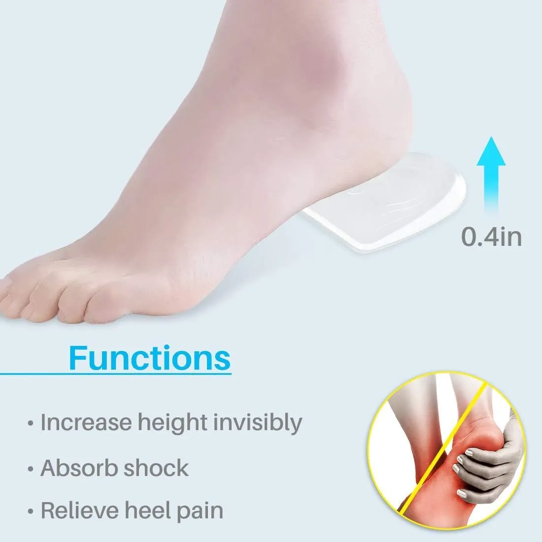 Kalevel 3 Pairs Height Increase Insole Men Women Elevator Shoe Heel Lift Inserts Shock Absorption Insoles 1cm for Boots Sneakers