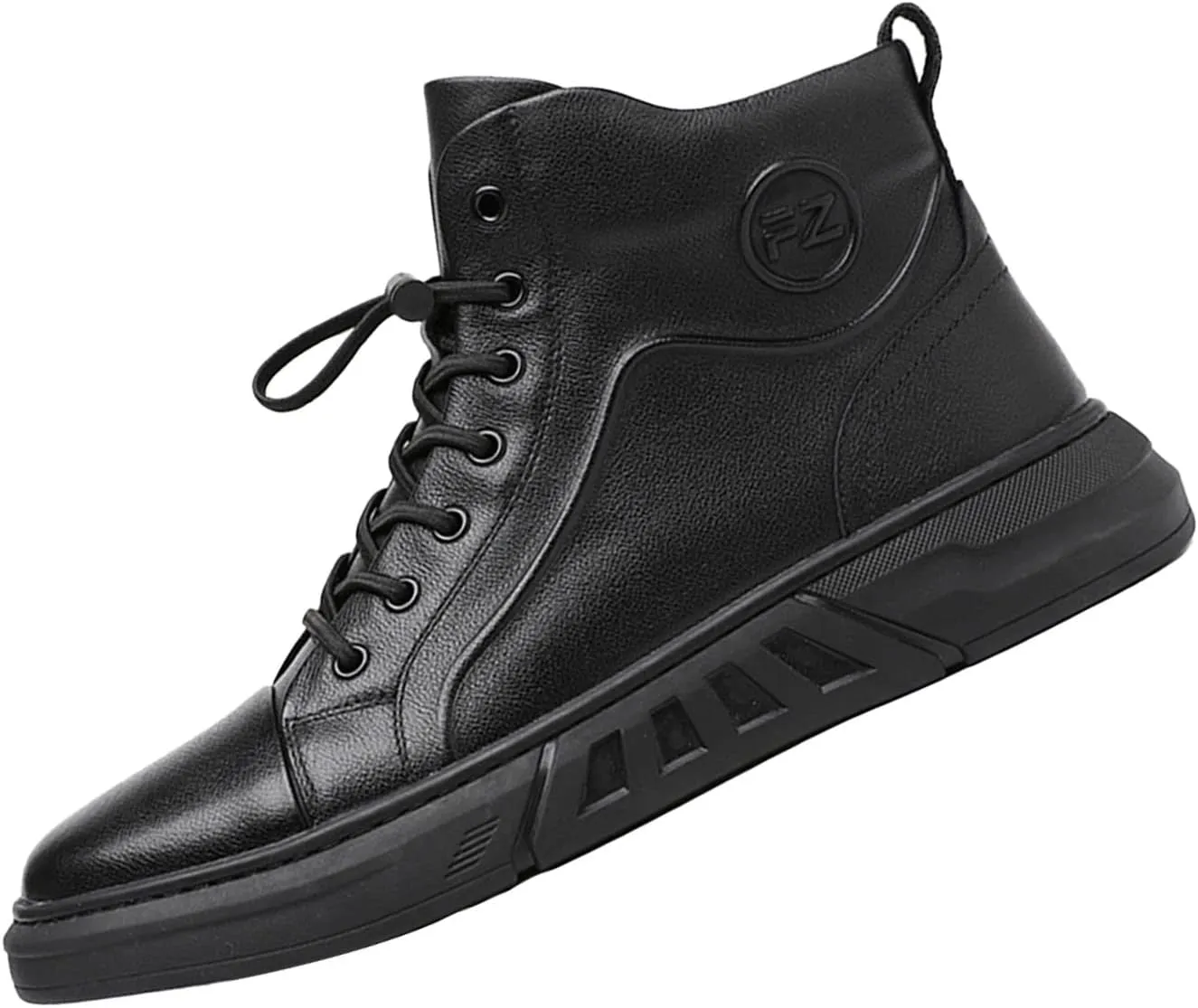 Keilinia Men Black Italian Hand-Stitching High Height Casual Leather Boots,Fall Winter Non-slip Luxury Business Ankle Booties