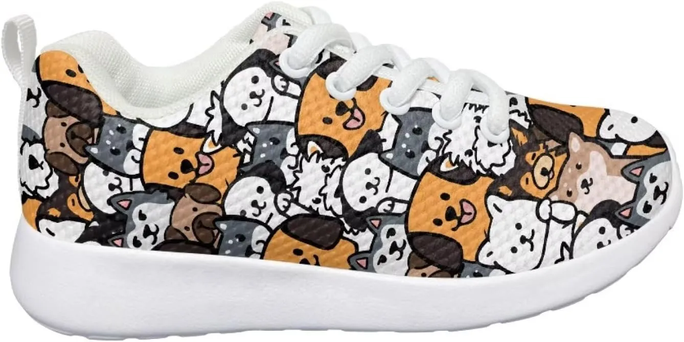 Kids Sneakers for Boys Girls Laces Up Running Shoes for School Lightweight Comfort Tennis Shoe Size Little Kids 11.5-13 Big Kids 1-3 White Sole