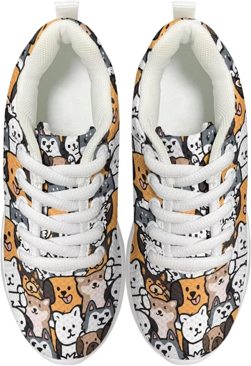 Kids Sneakers for Boys Girls Laces Up Running Shoes for School Lightweight Comfort Tennis Shoe Size Little Kids 11.5-13 Big Kids 1-3 White Sole