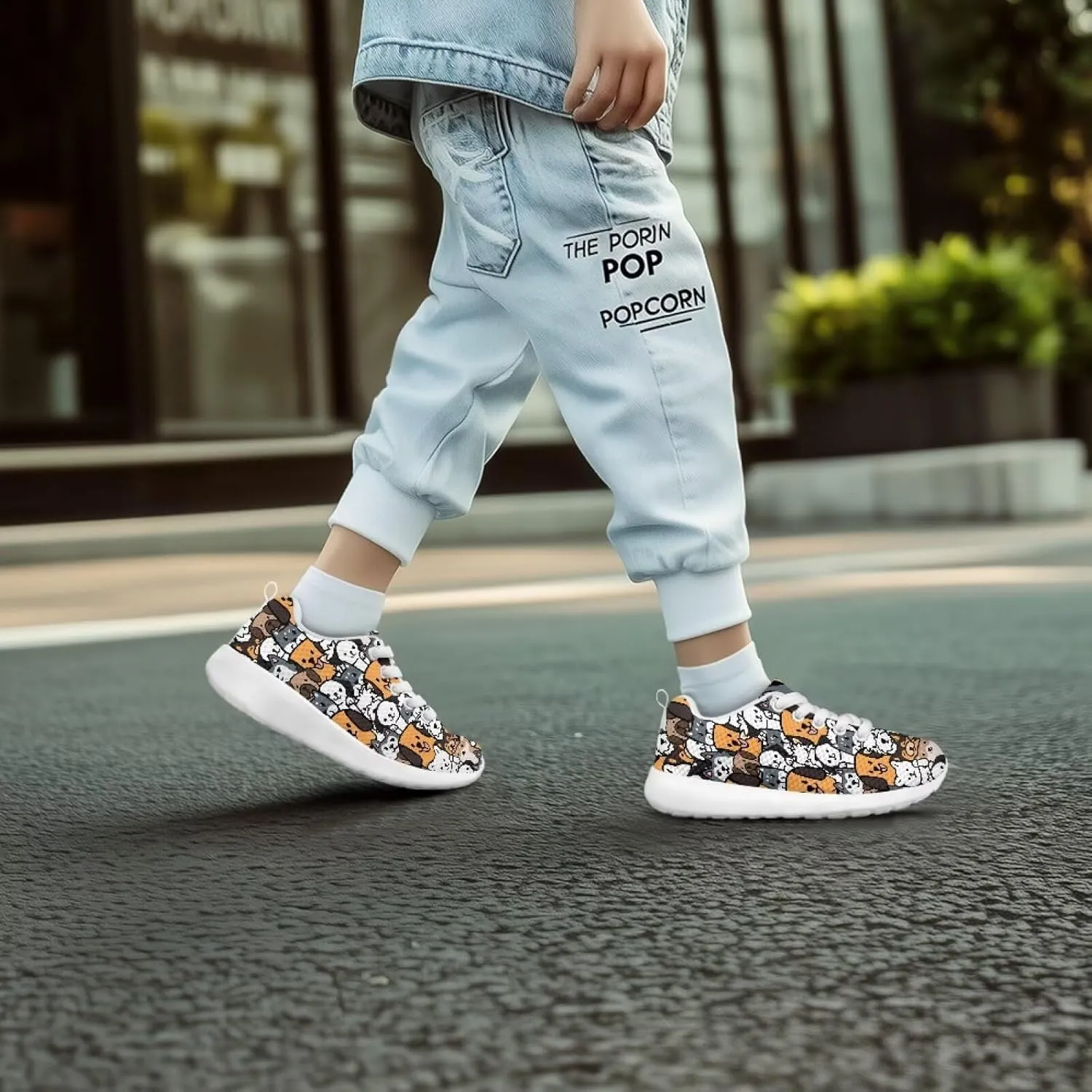 Kids Sneakers for Boys Girls Laces Up Running Shoes for School Lightweight Comfort Tennis Shoe Size Little Kids 11.5-13 Big Kids 1-3 White Sole