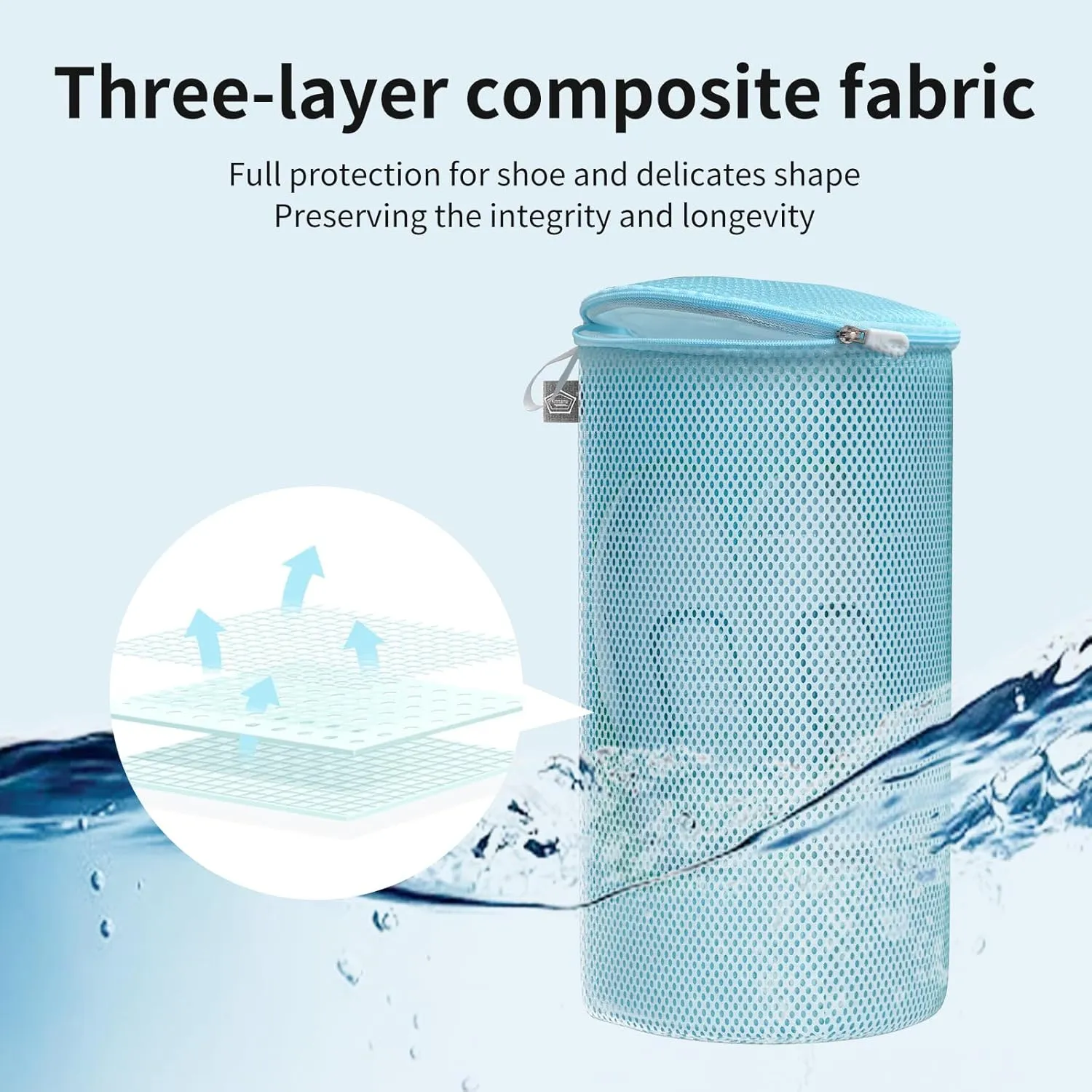 Kimmama Shoe Washing Machine Bag,Laundry Shoes Bags,Sneaker Wash Protector Sack,Sandwish Mesh,Blue,8x15",4 Pack