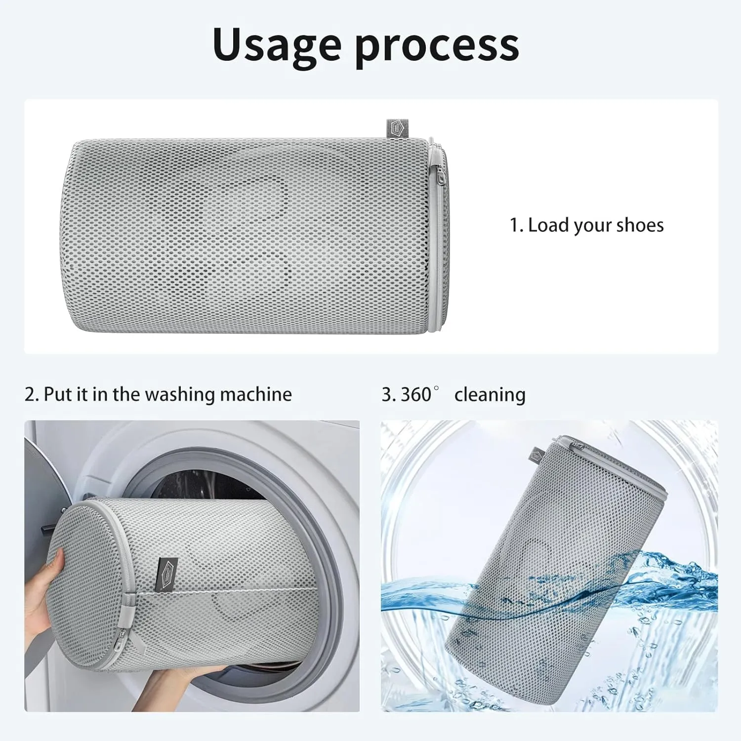 Kimmama Shoe Washing Machine Bag,Laundry Shoes Bags,Sneaker Wash Protector Sack,Sandwish Mesh,Grey,8x15",4 Pack