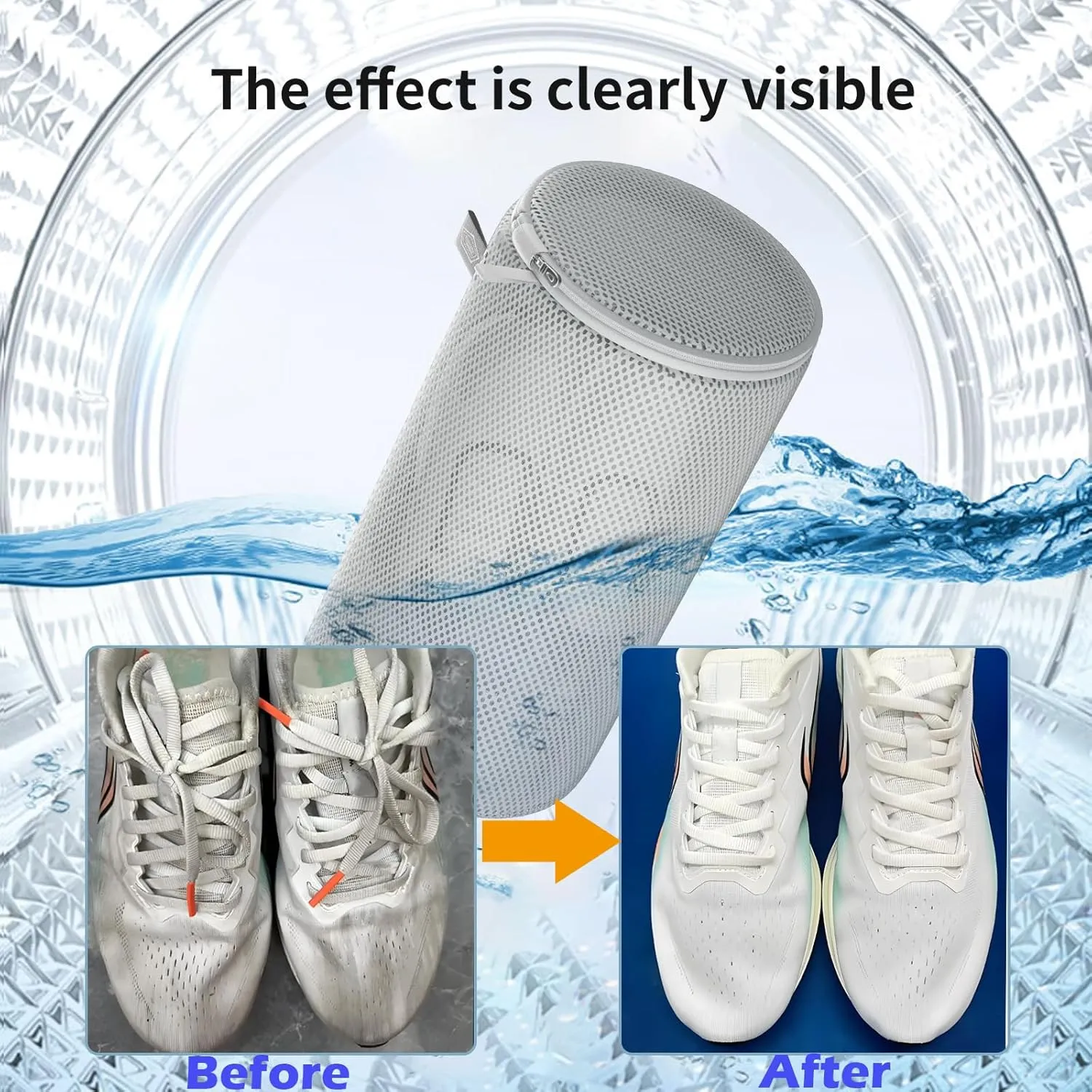 Kimmama Shoe Washing Machine Bag,Laundry Shoes Bags,Sneaker Wash Protector Sack,Sandwish Mesh,Grey,8x15",4 Pack
