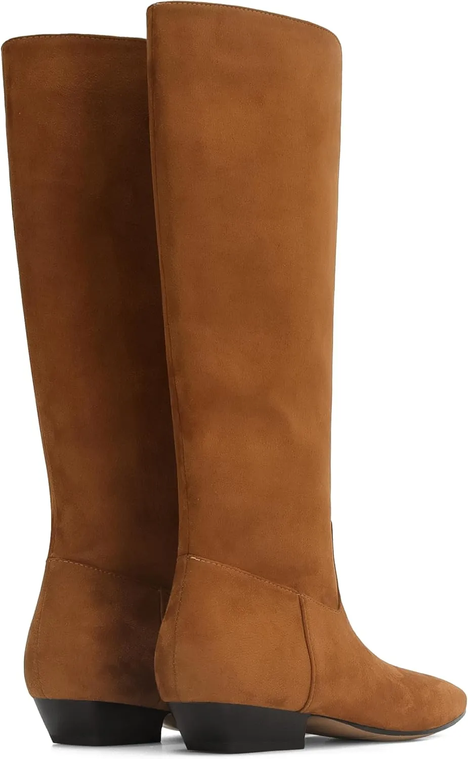 Knee High Boots for Women Square Toe Tall Boots Chunky Low Stacked Heels Long Boots Suede Pull on Wide Calf Comfy Dressy Fashion Casual