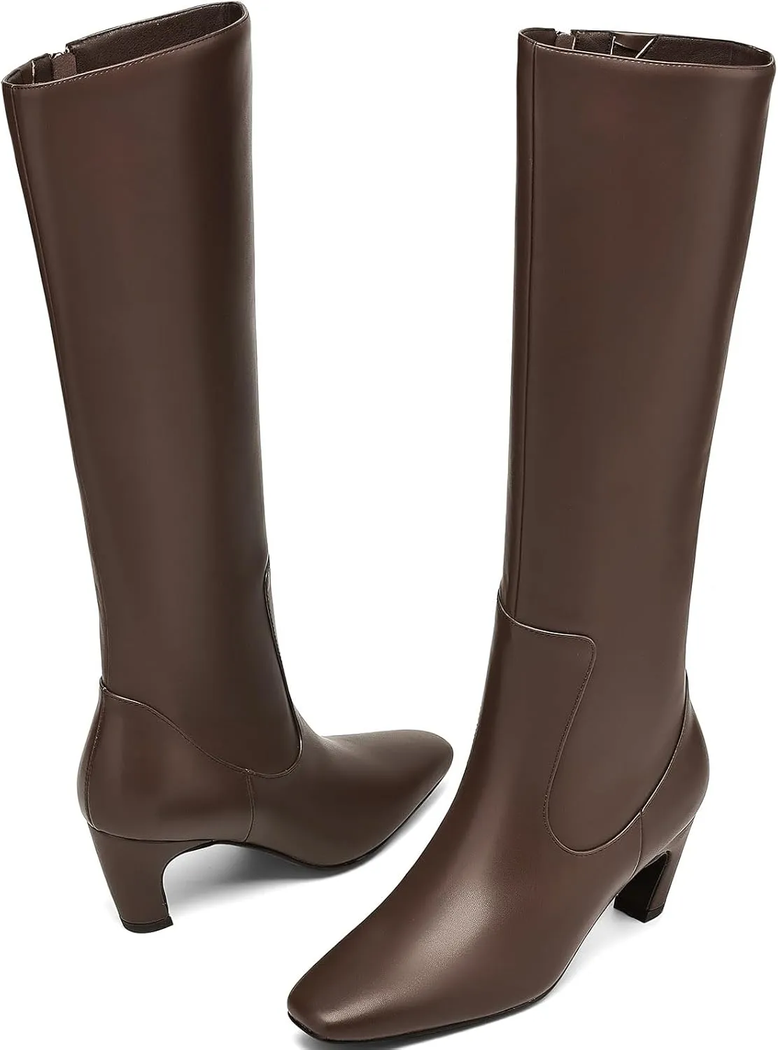 Knee High Boots Women Square Toe Tall Boots Chunky Block heels Long Boots Side Zipper Dress Fashion Boots