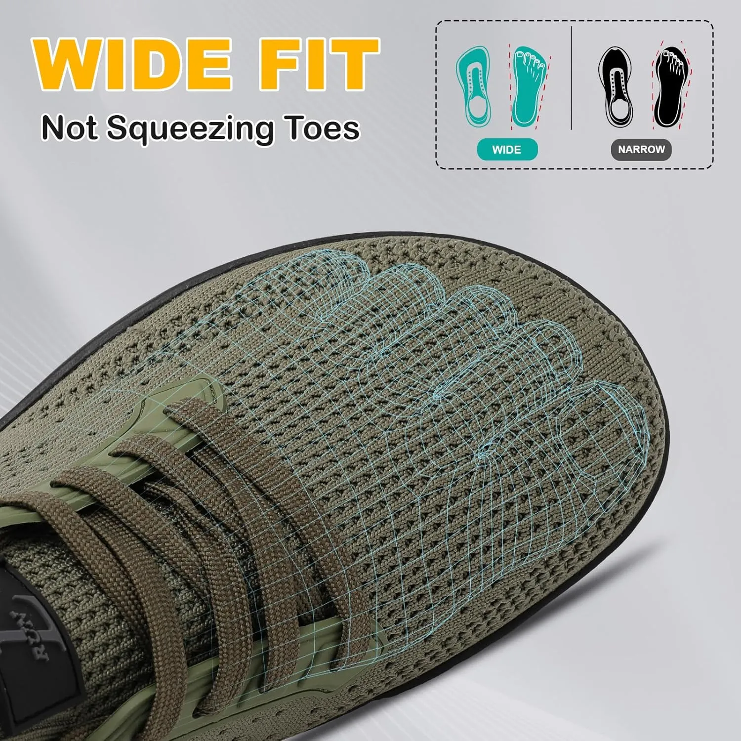 L-RUN Mens Walking Shoes Wide Toe Barefoot Shoes Minimalist Men's Casual Dress Shoes Breathable Zero Drop Fashion Sneakers