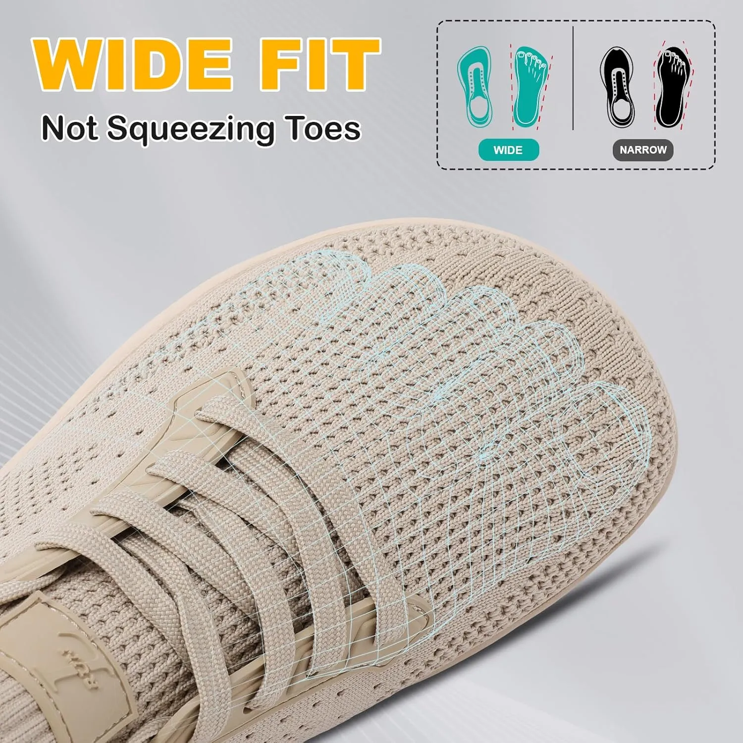L-RUN Mens Walking Shoes Wide Toe Barefoot Shoes Minimalist Men's Casual Dress Shoes Breathable Zero Drop Fashion Sneakers