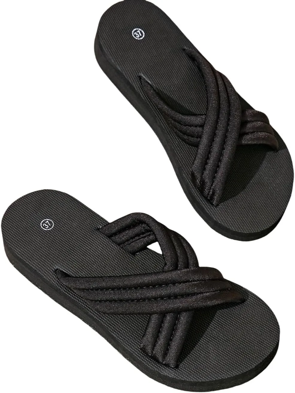 large size Comfortable flat sandals for women in summer, lightweight one-foot thick-soled slippers, and outdoor beach shoes