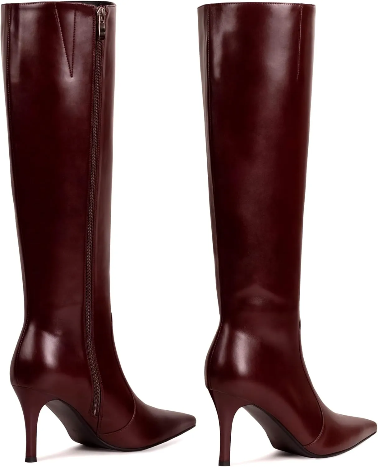 Leopard Print Knee High Boots Women 3.3in Stiletto High Heel, Cheetah Print Tall Boots Dress Boots for Women with Side Zipper Pointed Toe, Animal Print Below the Knee Long Boots