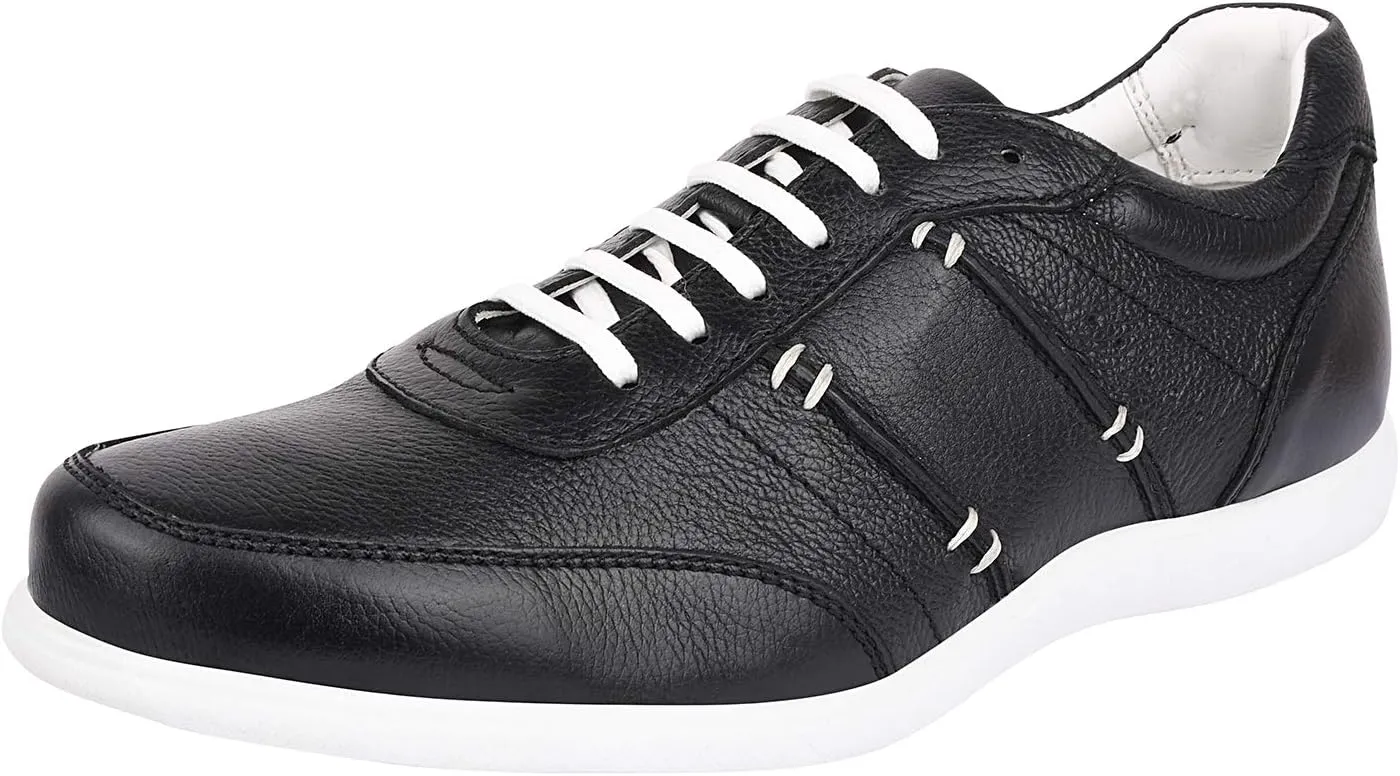 LIBERTYZENO Mens Genuine Leather Adults Cushioned Casual Lace Up Shoes for Prom Graduation