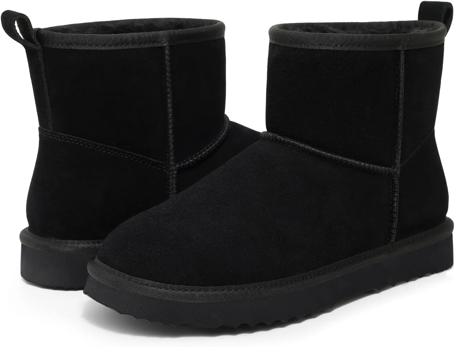 Litfun Suede Mini Boots for Women Winter Warm Fuzzy Boots Comfort Snow Boots with Fur Lined