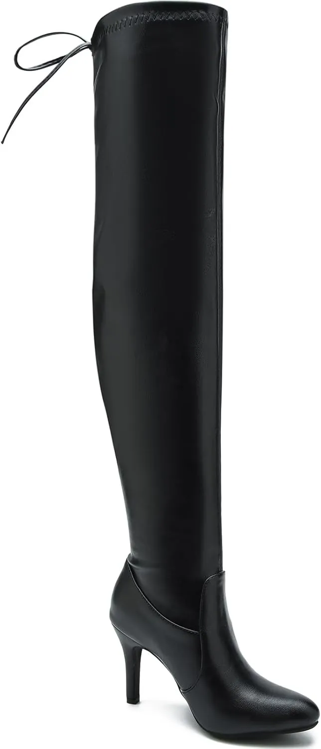 LIURUIJIA Women's Pointed Toe Over The Knee Thigh High Boots Stiletto High Heel Long Stretch Pull On Sexy Fall Boots