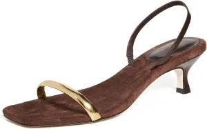 Low Kitten Heel Sandals for Women Open Toe Metallic Finish Sandals One Strap Slip on Backless Summer Comfortable Fashion Dressy Shoes