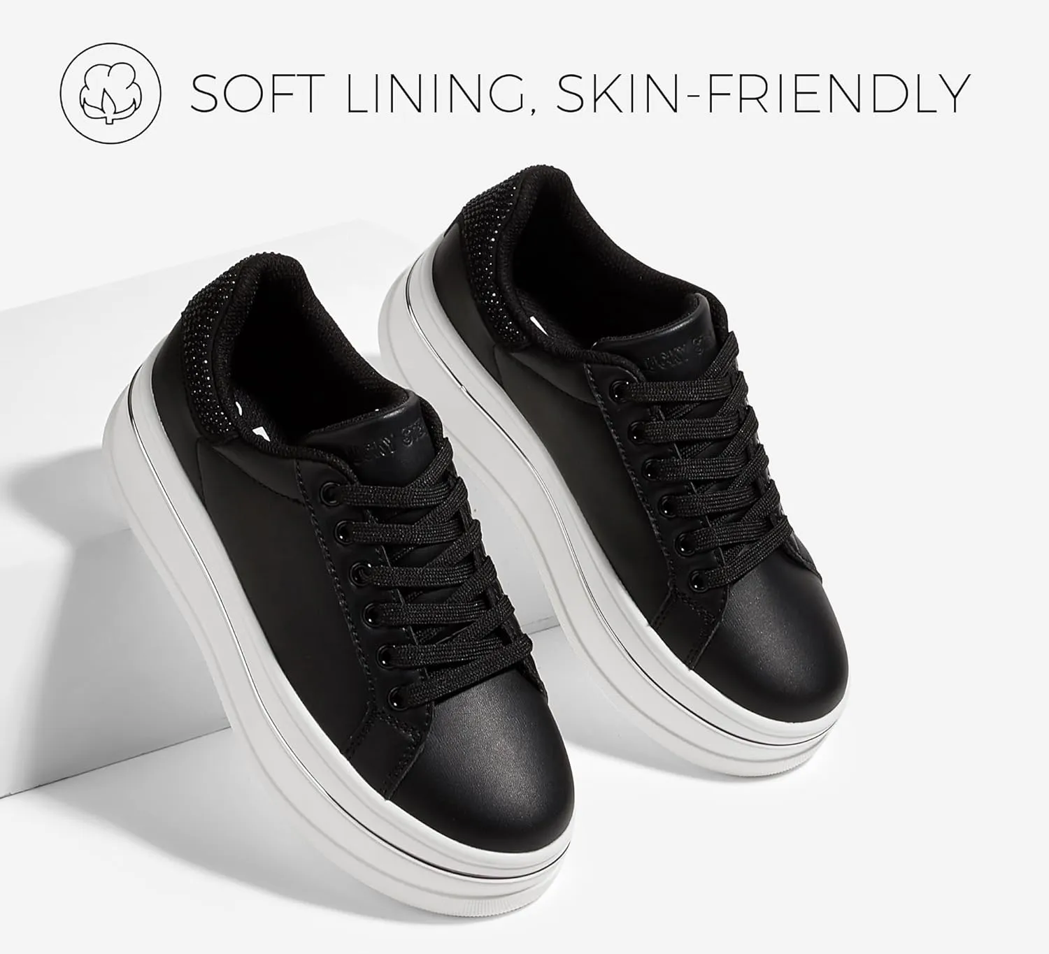 LUCKY STEP Women's Chunky Fashion Sneakers High Platform Rhinestone Butterfly Casual Faux Leather Durable Walking Tennis Shoes