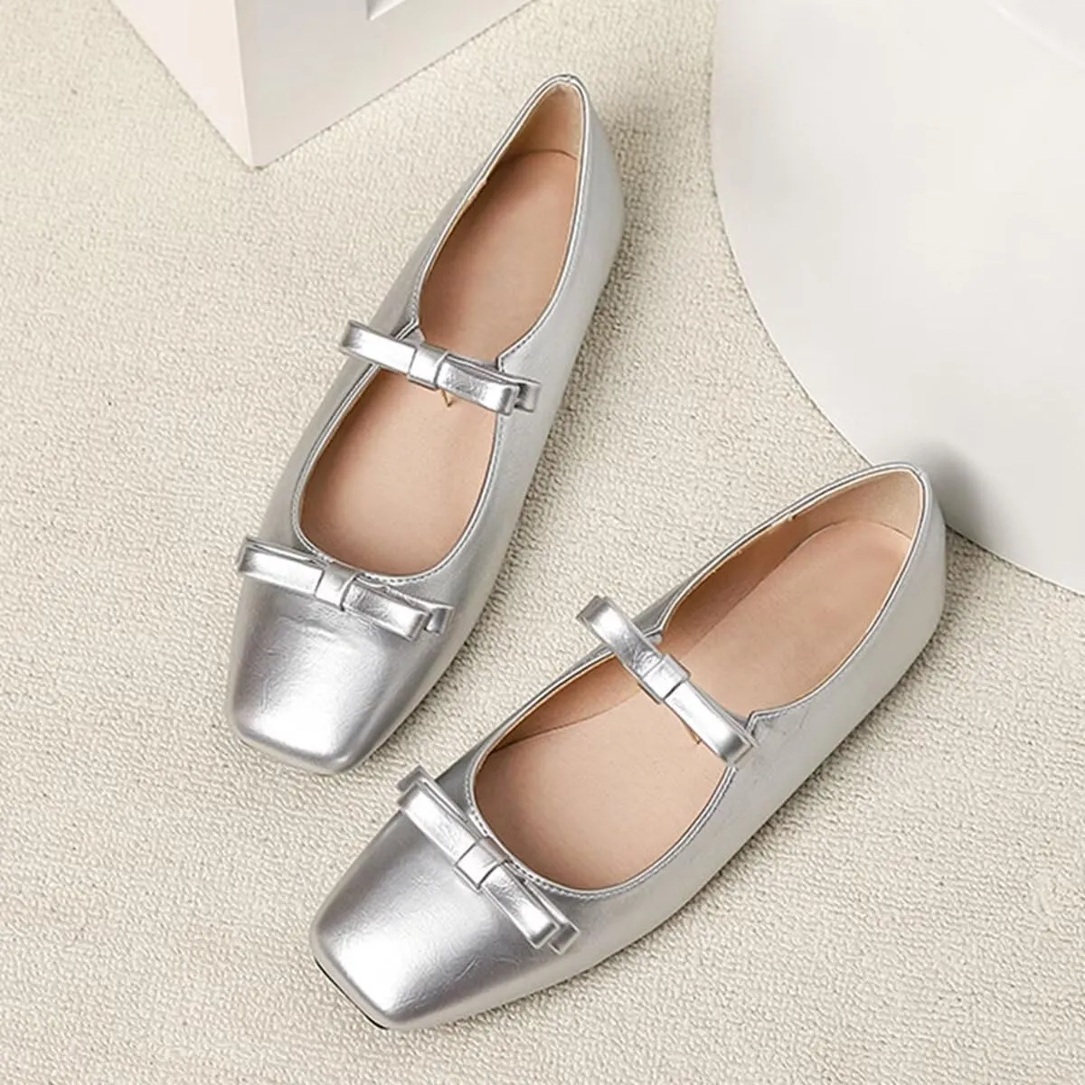 LUXINYU Women Mary Jane Elegant Dressy Square Toe Buckle Ankle Strap Microfiber Upper Solid Color Comfortable Low Heel Daily Walking Shoes Work Flats Prom Party Shoes
