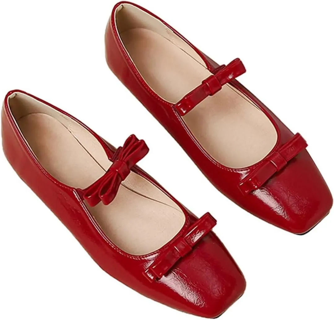 LUXINYU Women Mary Jane Elegant Dressy Square Toe Buckle Ankle Strap Microfiber Upper Solid Color Comfortable Low Heel Daily Walking Shoes Work Flats Prom Party Shoes