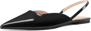 MAGIOPY Women's Pointed Toe Slingback Flats with Low Heel for Office and Casual Elegant Wear 0.4 Inches