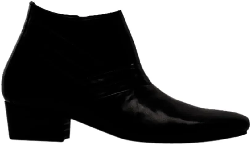 MARIO Mens Leather Cuban Heel Boots Black