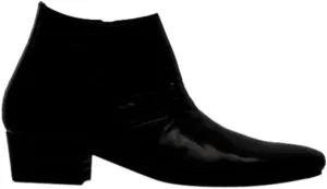 MARIO Mens Leather Cuban Heel Boots Black
