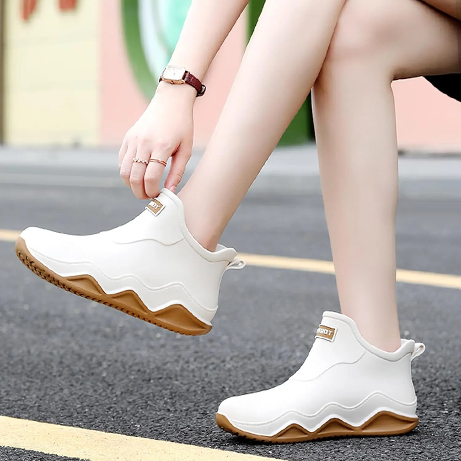 Men's and women's couple fashion rain boots, non-slip wear-resistant waterproof rain shoes for outdoor work fishing travel