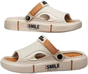 Men's Buckle Closure Soft Thick Slippers Outdoor Beach Home Wear Summer Shoes Comfortable Breathable Slip Resistant Sandals with Korean Style for Men Fashion Casual