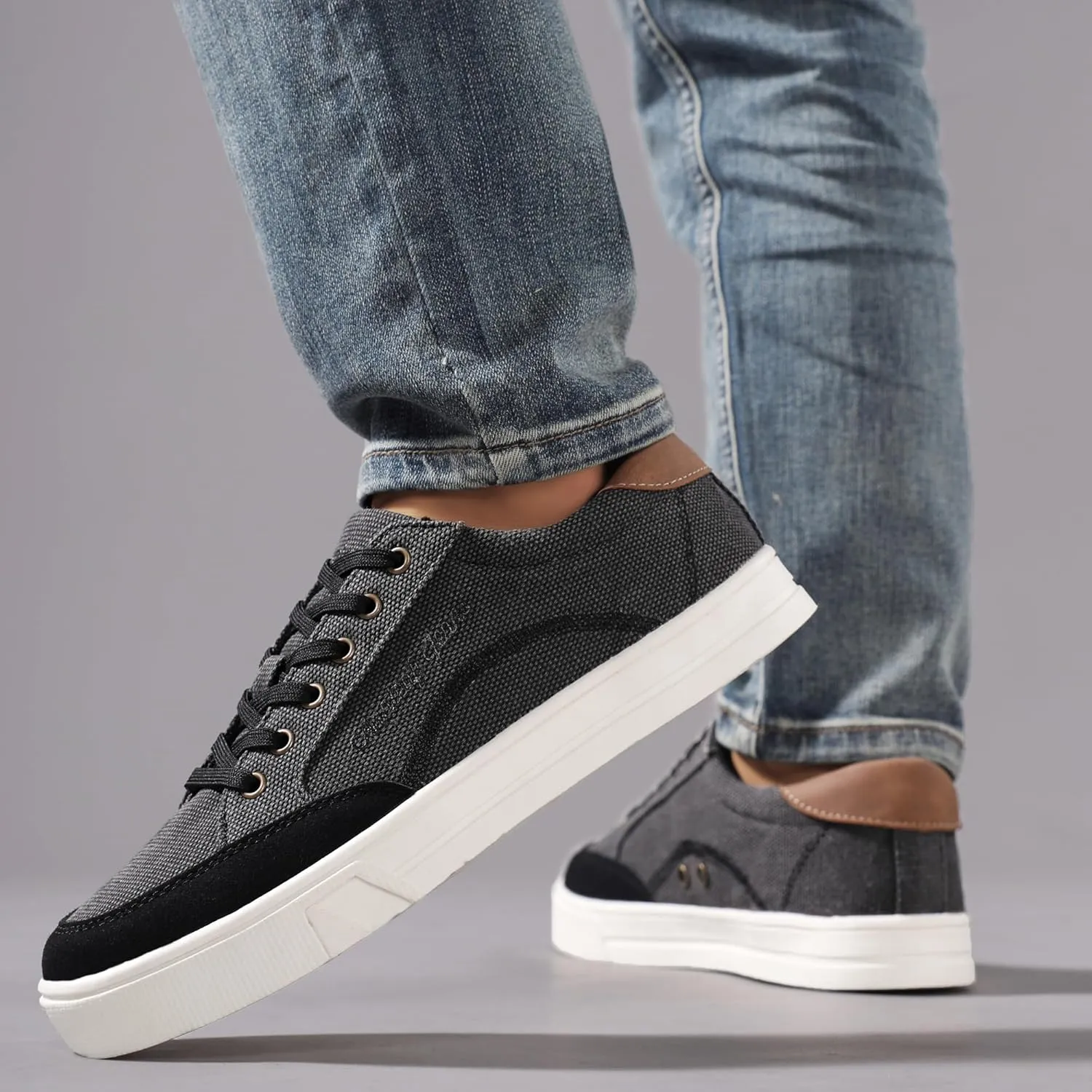 Mens Canvas Sneakers Casual Shoes Low Top Lace Up Shoes