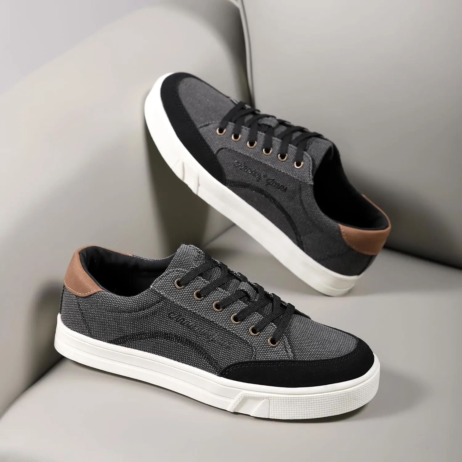 Mens Canvas Sneakers Casual Shoes Low Top Lace Up Shoes