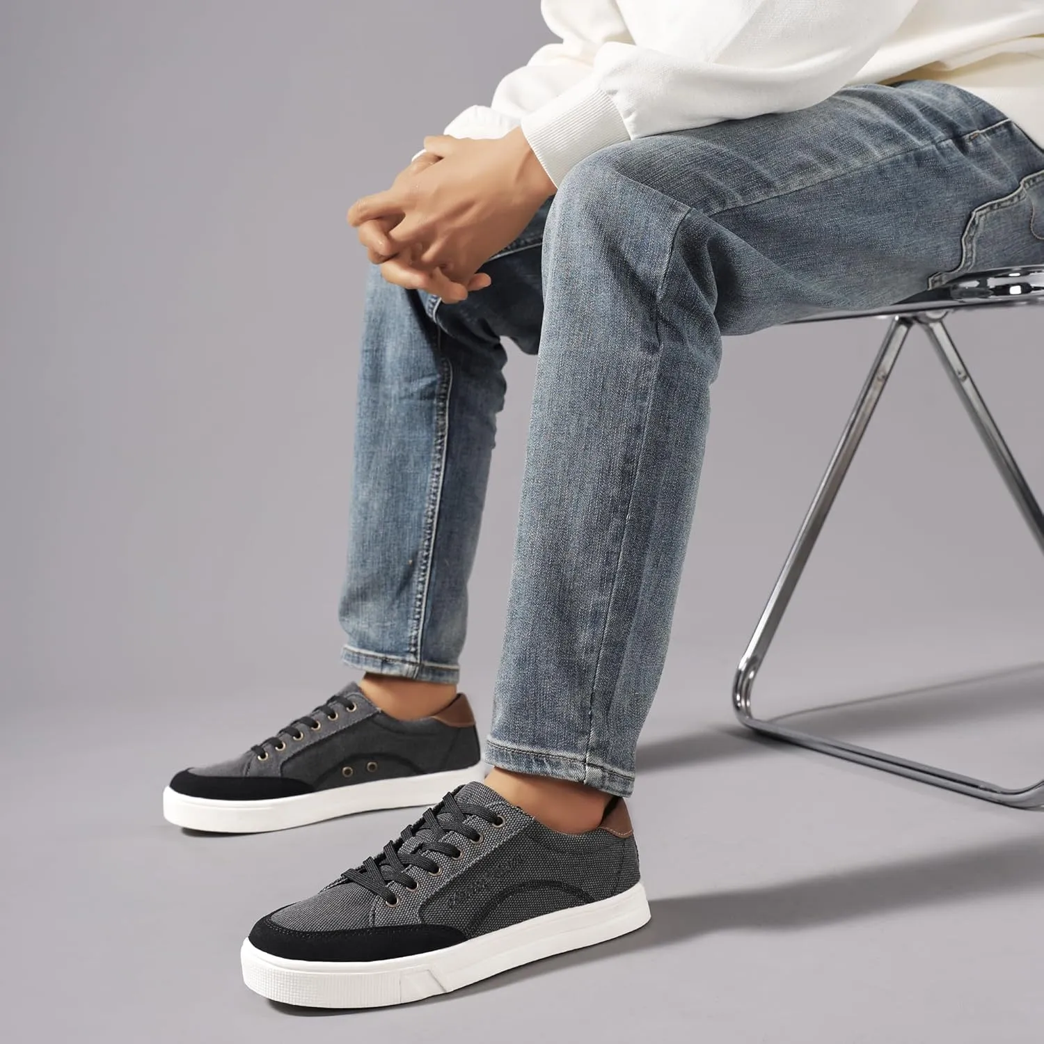 Mens Canvas Sneakers Casual Shoes Low Top Lace Up Shoes
