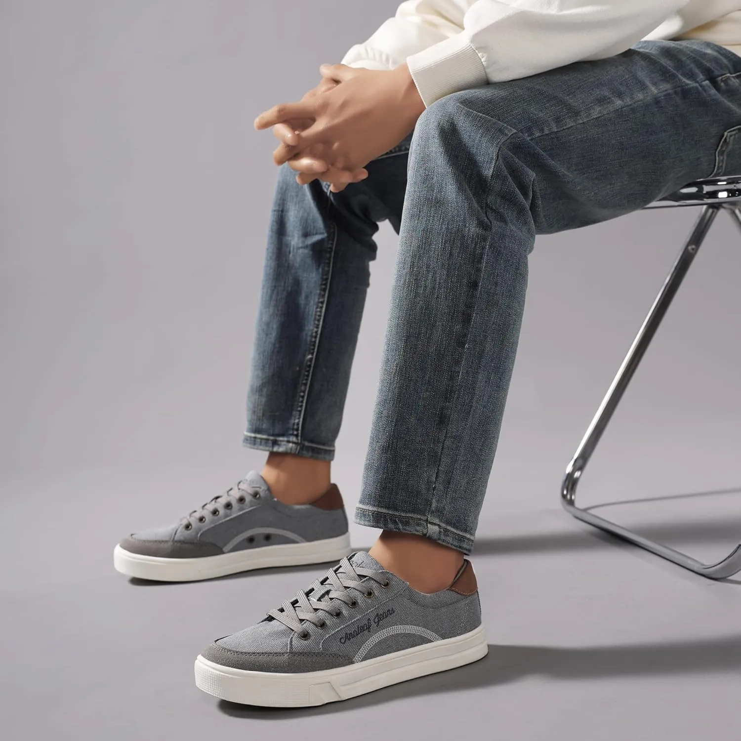 Mens Canvas Sneakers Casual Shoes Low Top Lace Up Shoes