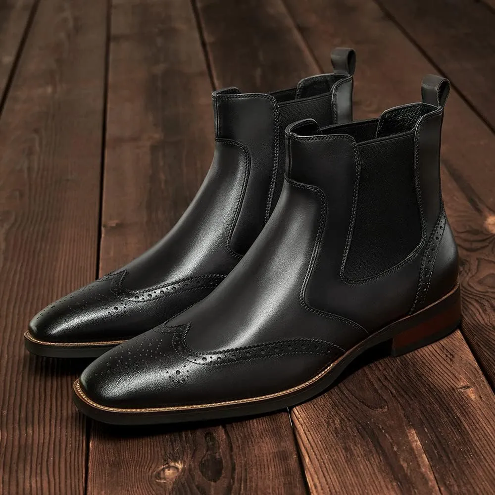Mens chelsea boots Leather Formal Dress Boots
