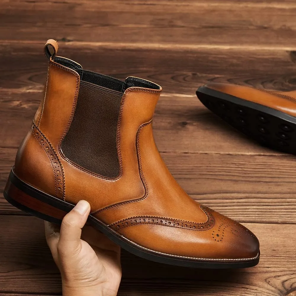Mens chelsea boots Leather Formal Dress Boots