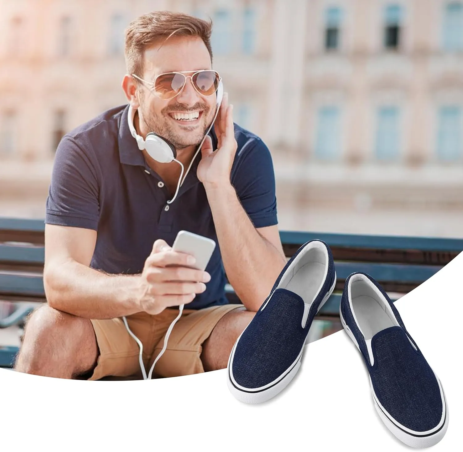 Mens Classic Canvas Shoes Slip on Sneakers Loafers Shoes Casual Fashion Shoes