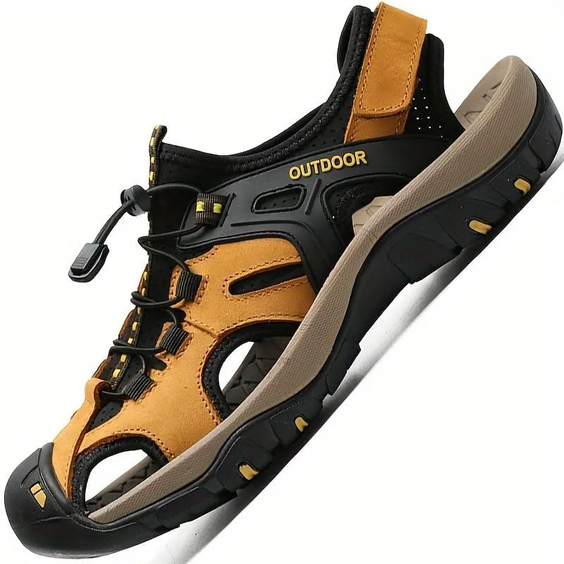 Men's Closed-Toe Fisherman Sandals | Breathable Hiking Shoes with Elastic Strap & Rugged Sole for Summer Trails, Camping & Casual Outings