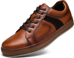 Mens Dress Casual Sneakers Business Casual Shoes Oxford Shoes for Men Mens Brown Dress Shoes Actual Leather Comfortable Mens Casual Oxford Shoe for Bussines Wedding