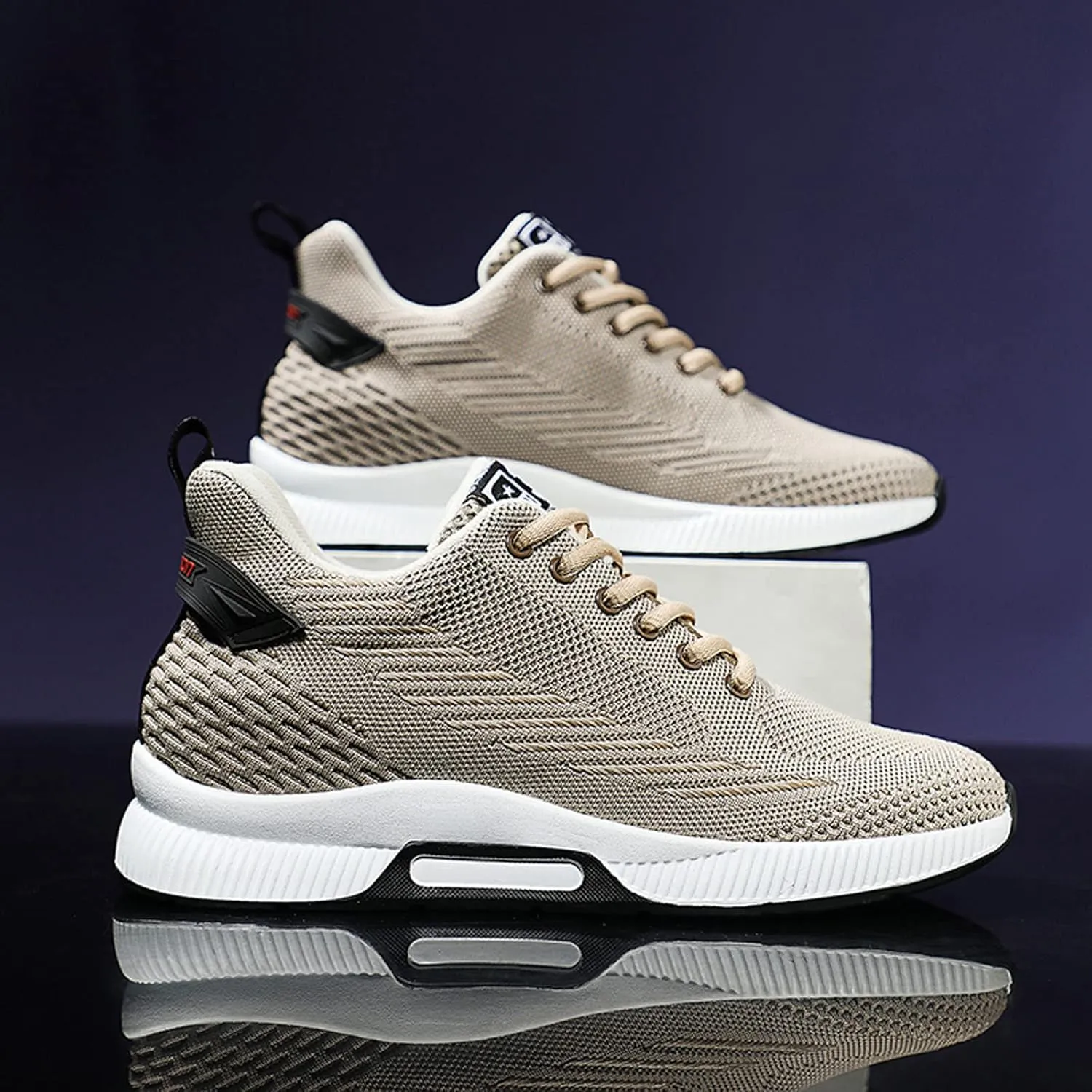 Men's Elevator Shoes Invisible Height Increase Sporty Sneakers Casual Lace Up Shoes Make You Taller Hight - 6cm / 2.36 Inches - Hidden Heel