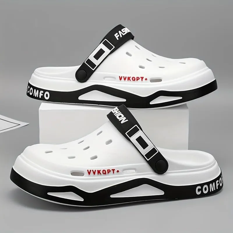 Men's Fashion EVA Slides, Casual Slip-On Clogs with Graphic Pattern, Comfortable Outdoor Sports Sandals with Soft Sole, Breathable EVA Insole and Inner Material